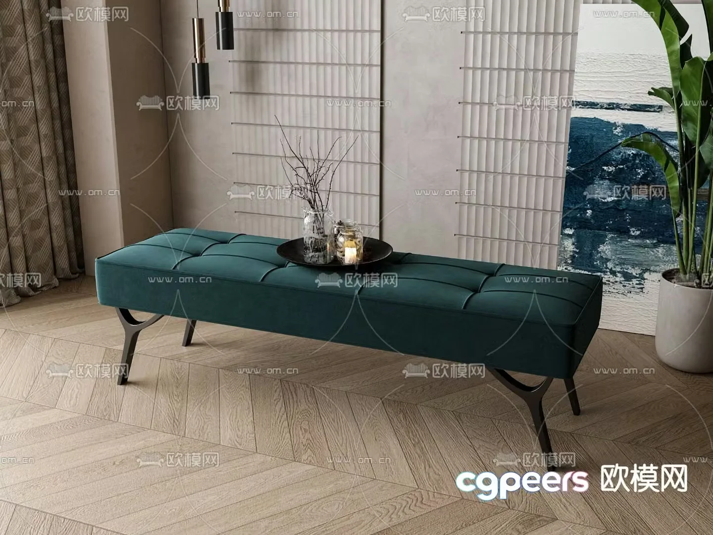 Footrest bed end stool 3d model