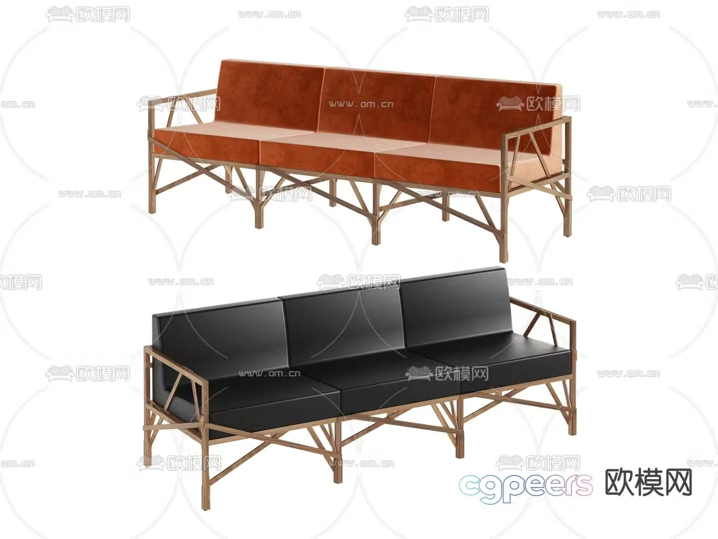 Modern three-person sofa 3d model