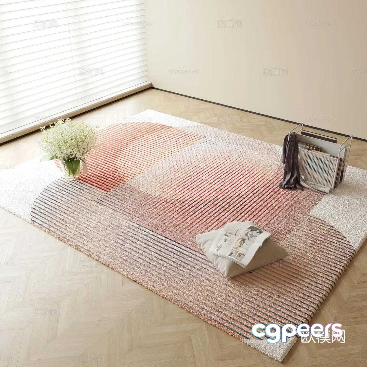 Modern geometric pattern carpet 3d model