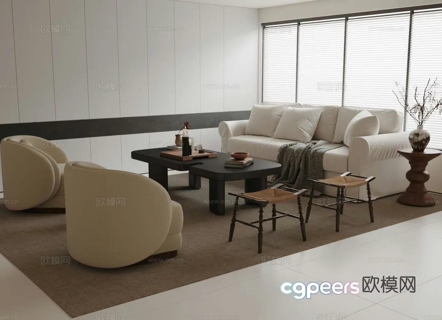 Modern upholstered sofa modular sofa 3d model