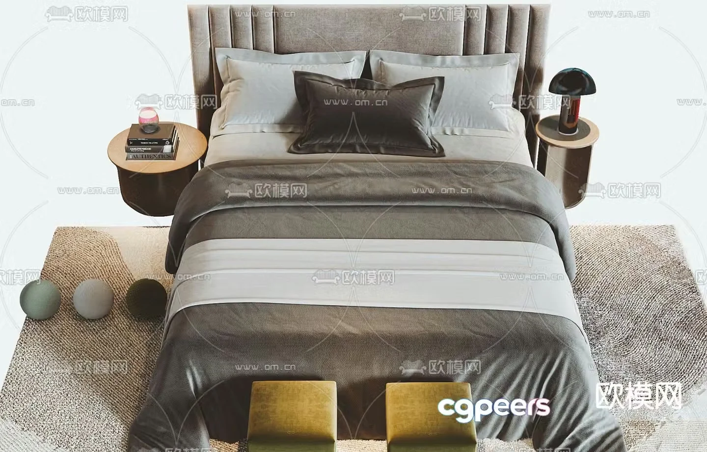Modern double bed 3d model