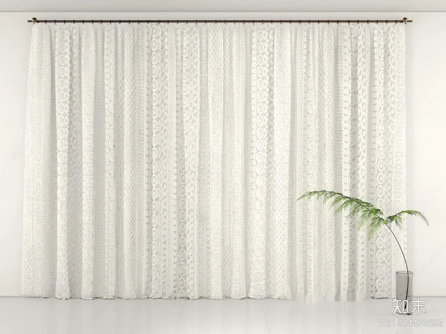 White Lace Curtains 3D Model – 13753 – VRAY Render
