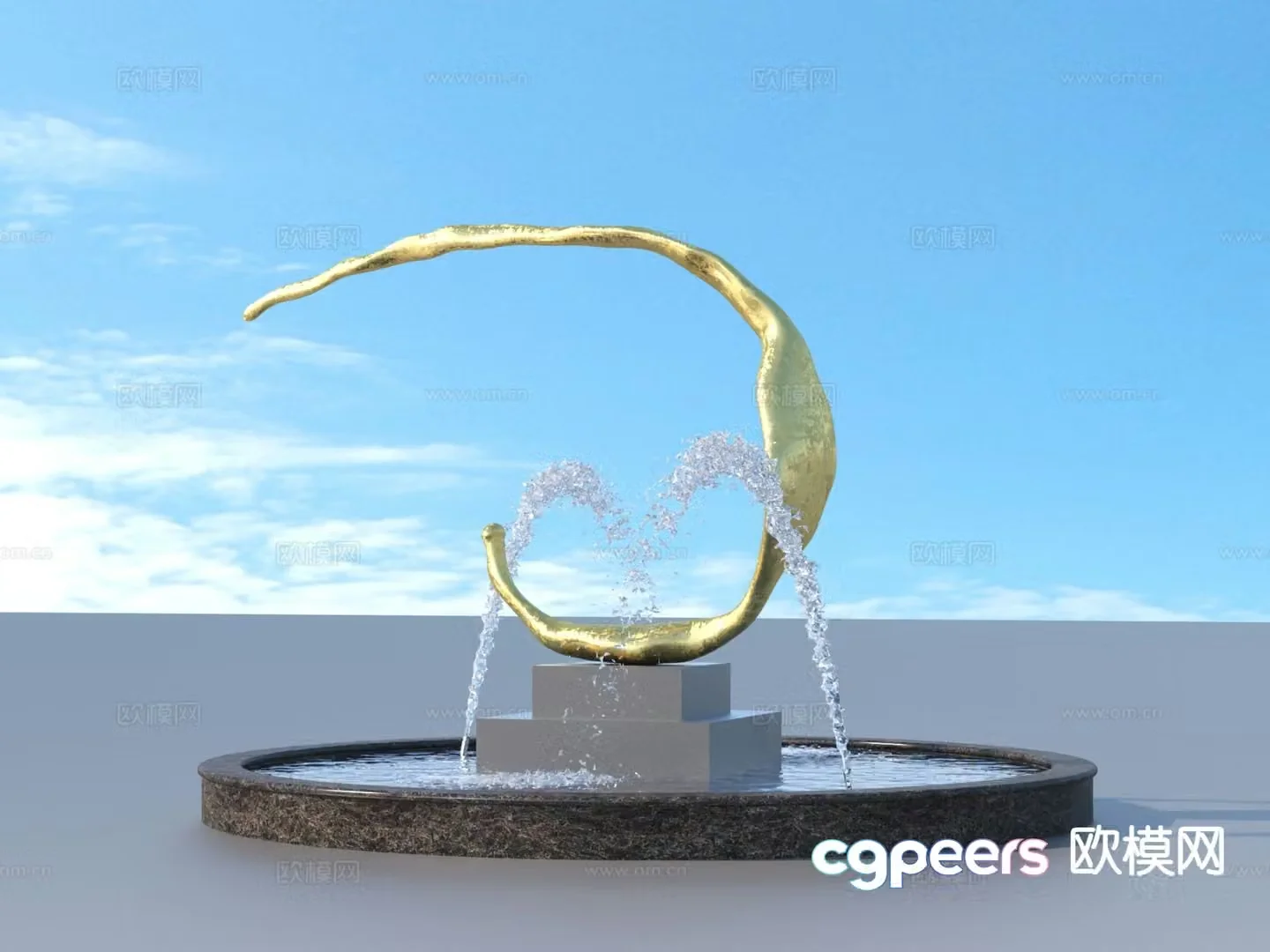 urban sculpture waterscape landscape sculpture 3d model