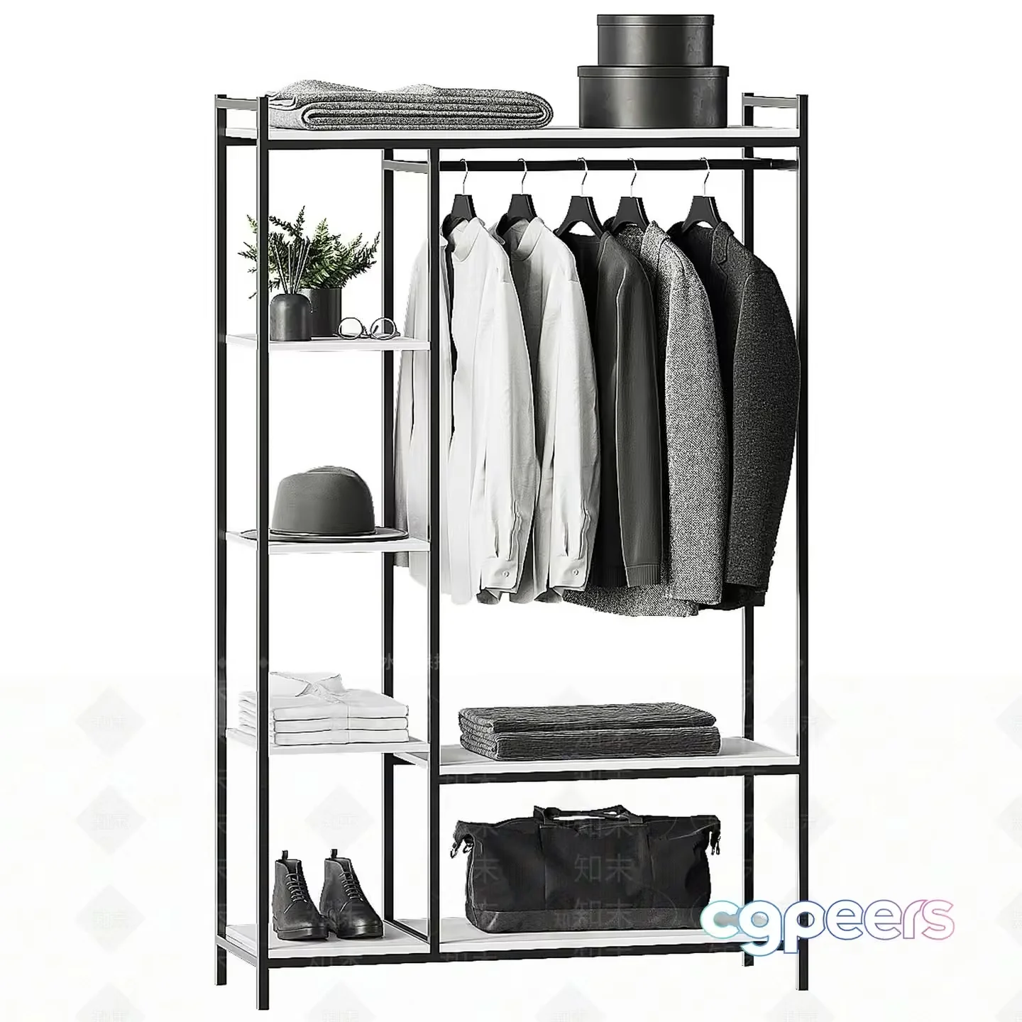 A Black And White Closet 3D Model – 2340 – VRAY Render