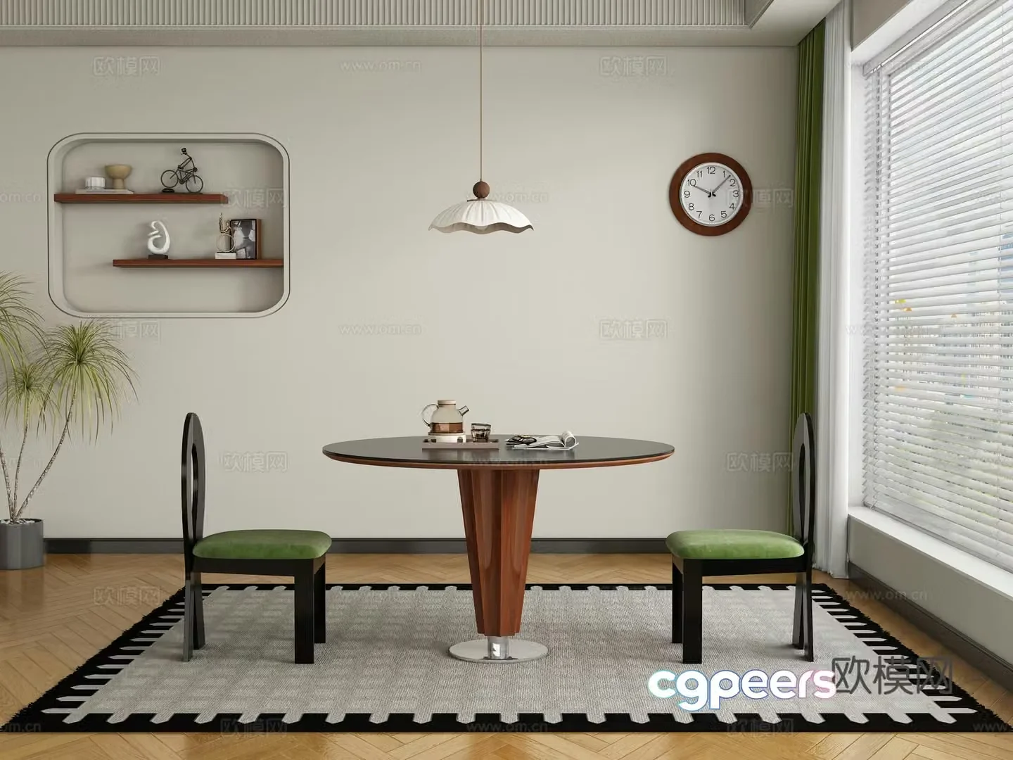 Modern medieval restaurant dining table and chair 3D model