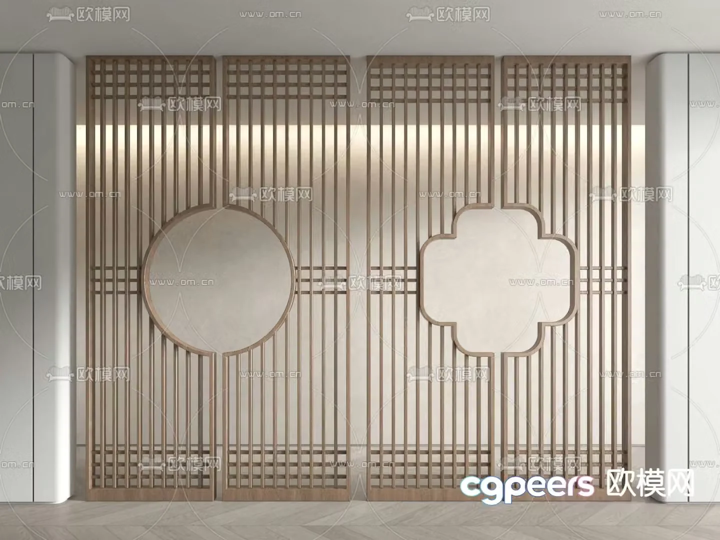Screen partition wooden screen hollow partition 3d model