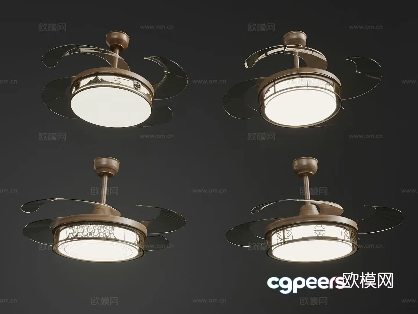 Medieval style ceiling fan lamp fan lamp 3d model