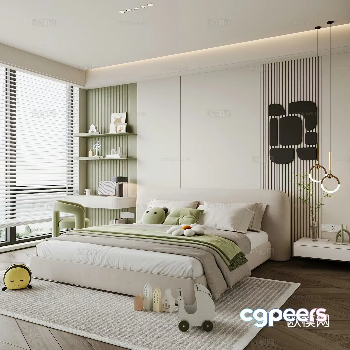 Modern children’s room boy’s room girl’s room children’s bed children’s wardrobe children’s desk 3d model