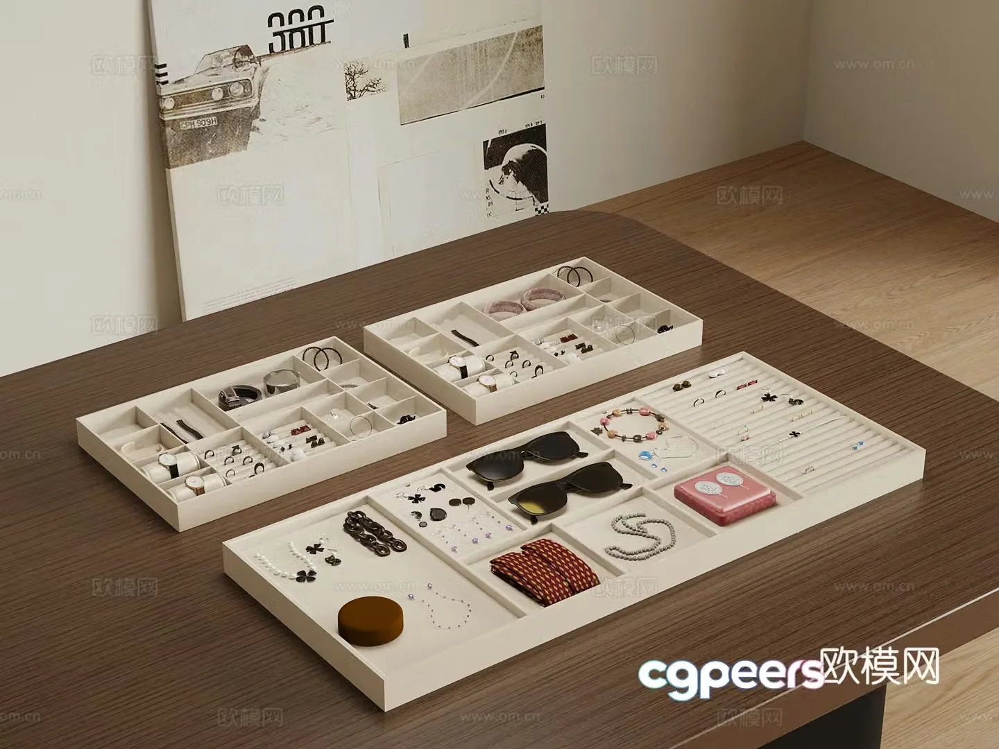 Jewelry Cabinet Modern Jewelry Storage Box 3D Model