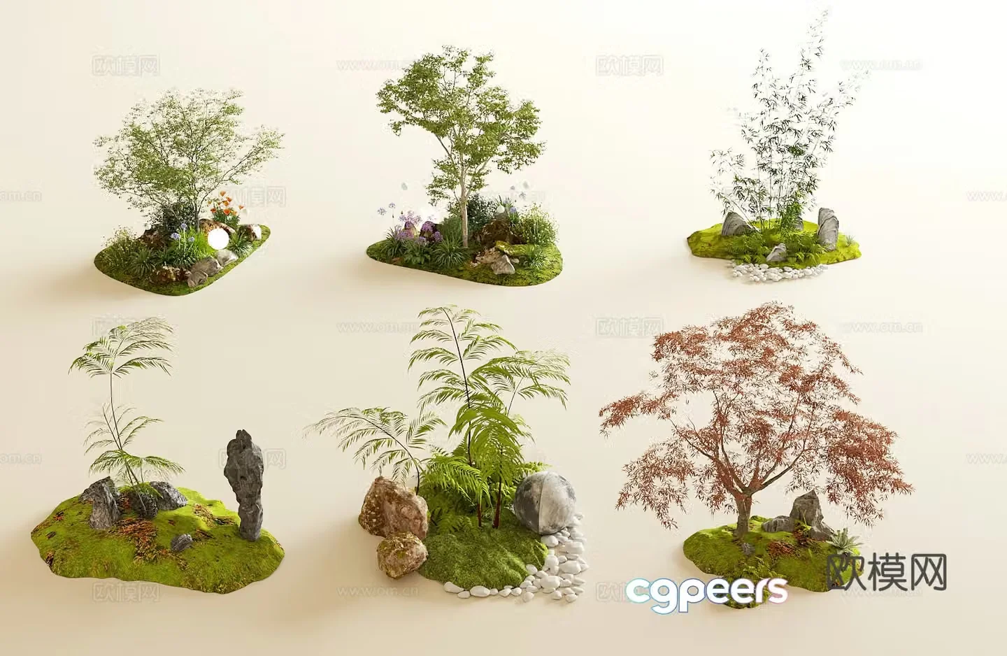 Modern courtyard sketch Landscape Moss Micro Terrain Modern landscape sketch Landscape sketch 3D model