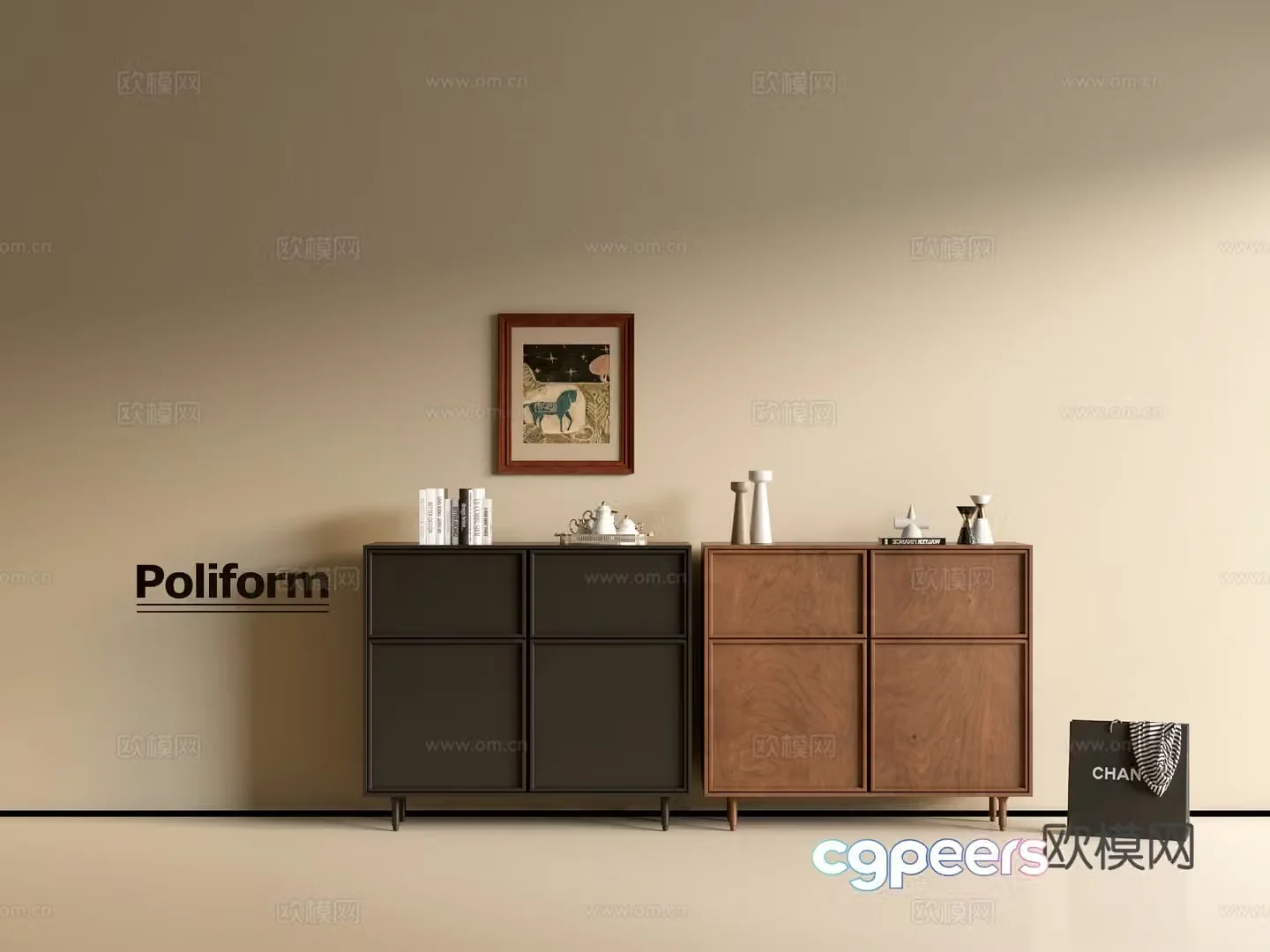 Modern wood grain cabinet ins wind minimalist wind cabinet whole cabinet sideboard balcony cabinet storage 3D model