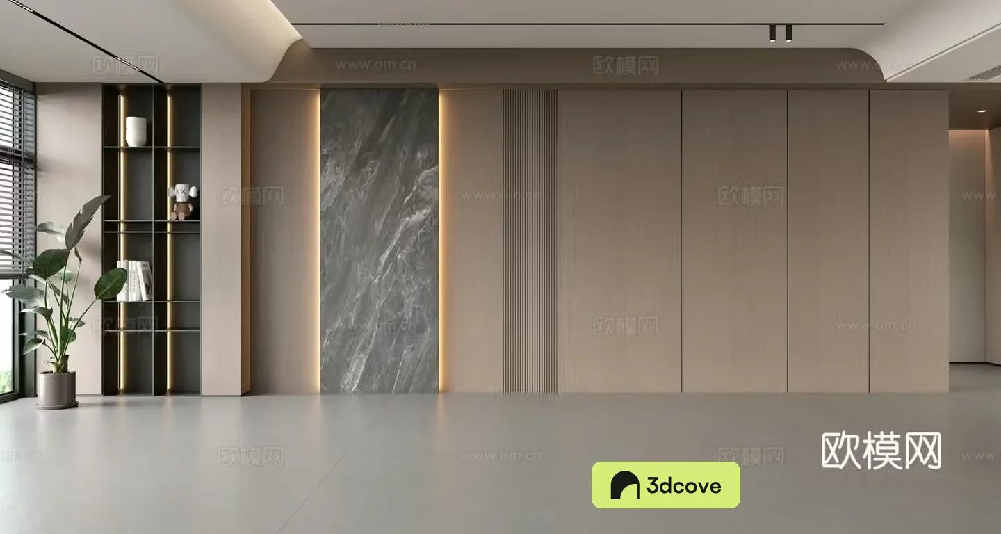 Modern simple sofa background wall modern ornament balcony cabinet living room cabinet wood veneer background wall
