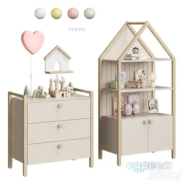 3ds Max Free – Ruffy children furniture Divan.ru set2