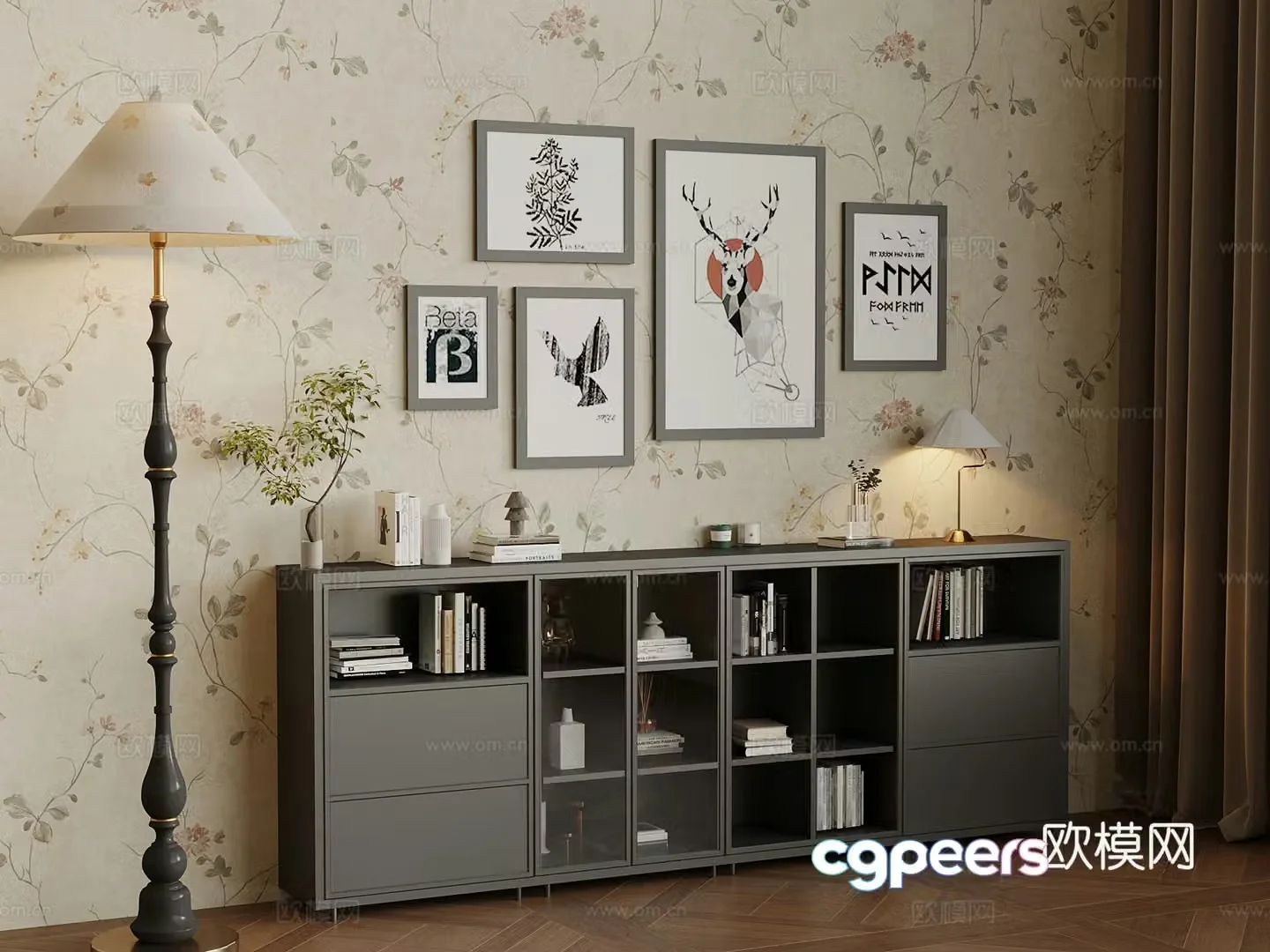 French shelf side cabinet ornament 3D model