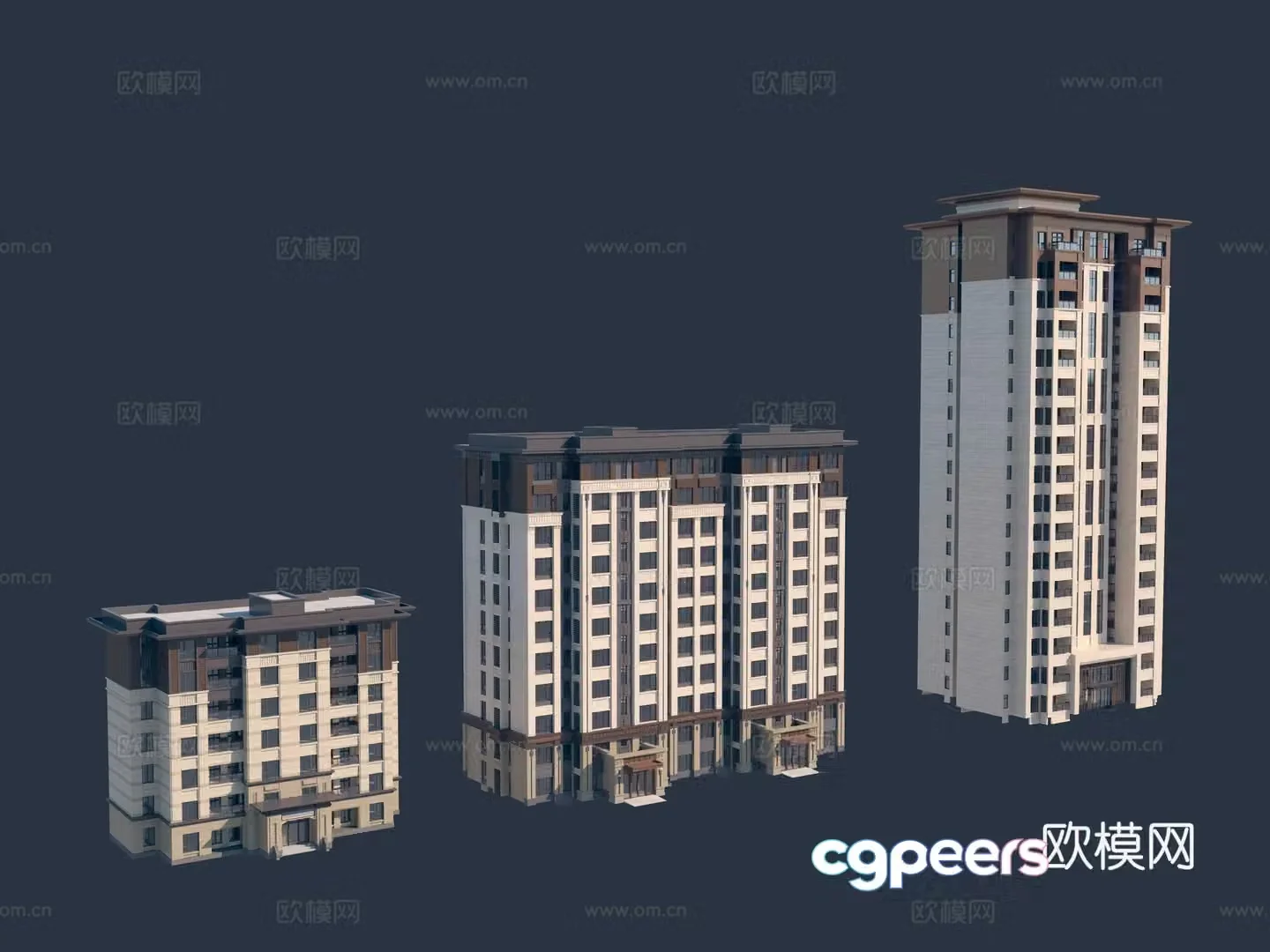 Modern high -rise residential building single building 3D model