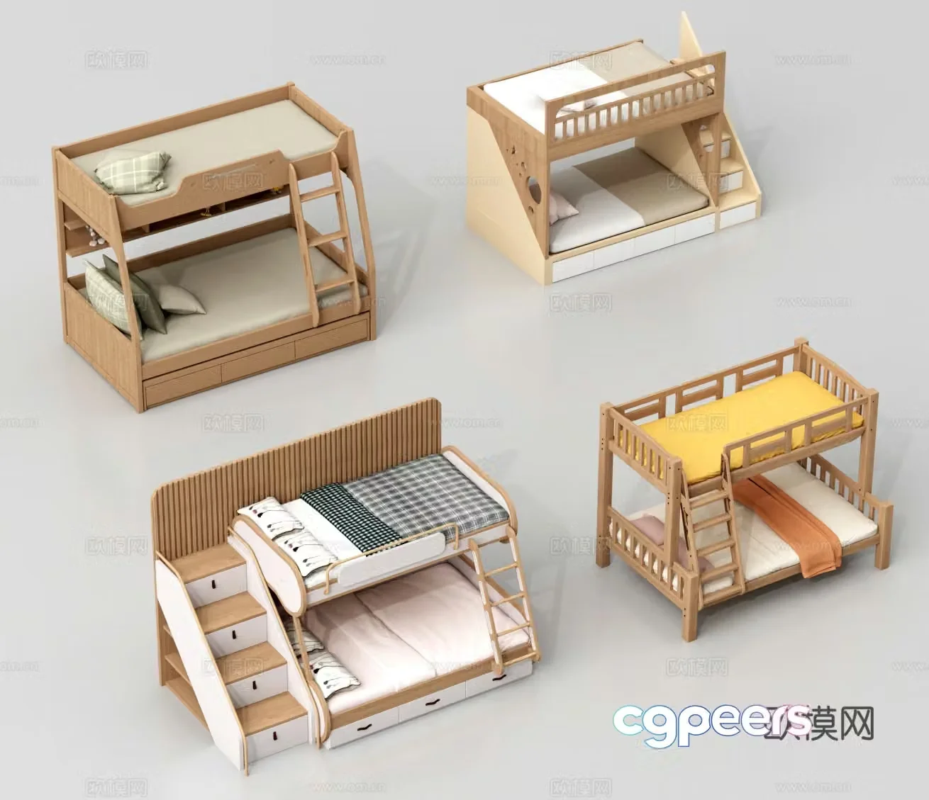 Up and down bed Children’s bed Up and down bunk High and low bed 3D model