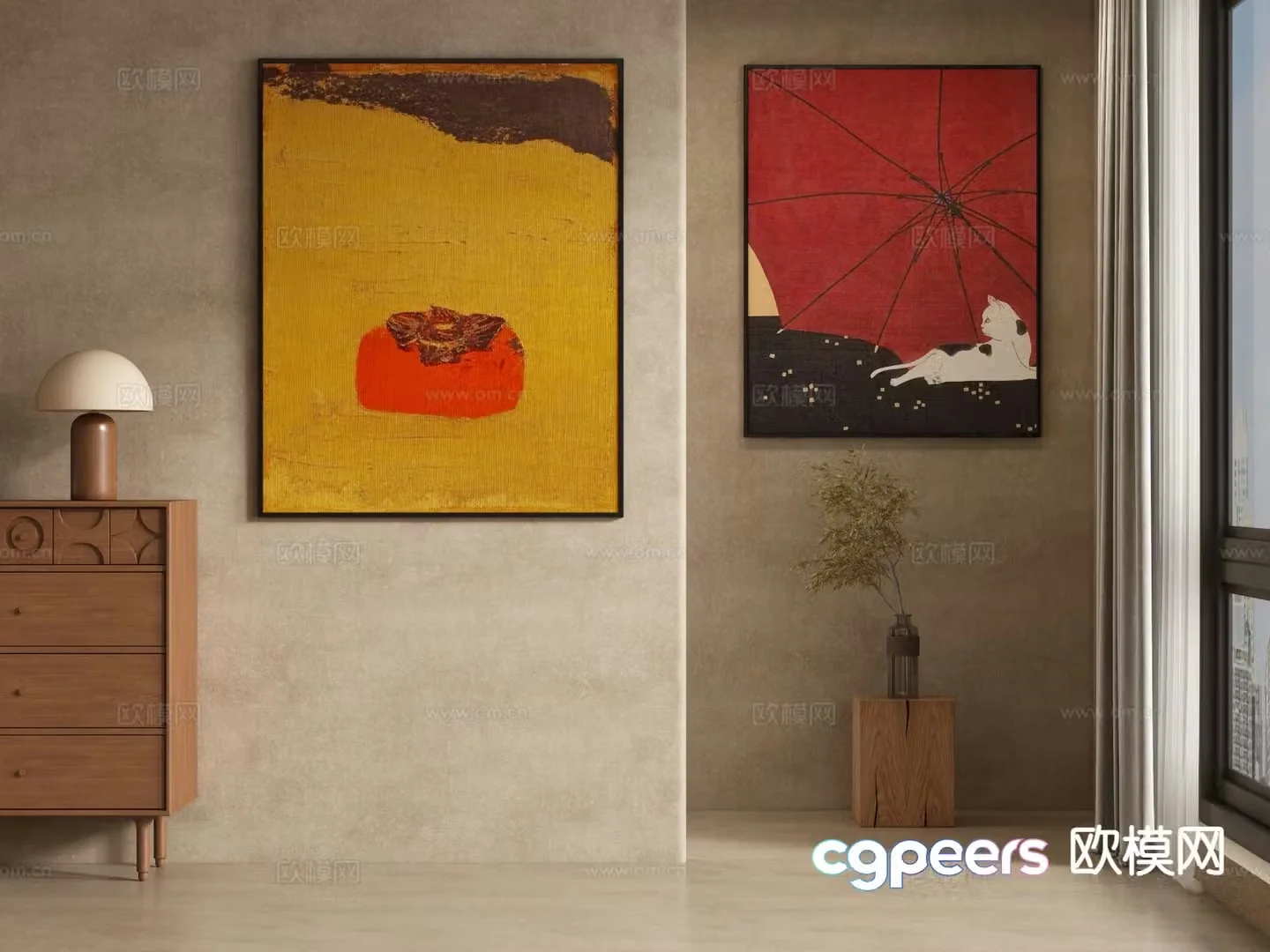 Medieval style decorative painting retro painting hanging painting 3D model
