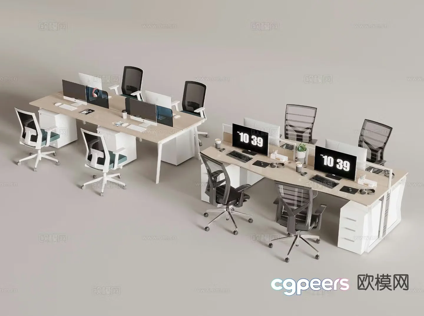 Modern office desk 3d model