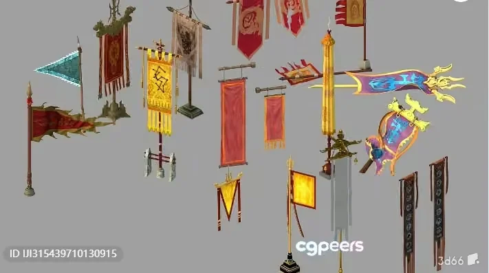 A Collection Of Various Flags 3D Model – 4205 – VRAY Render