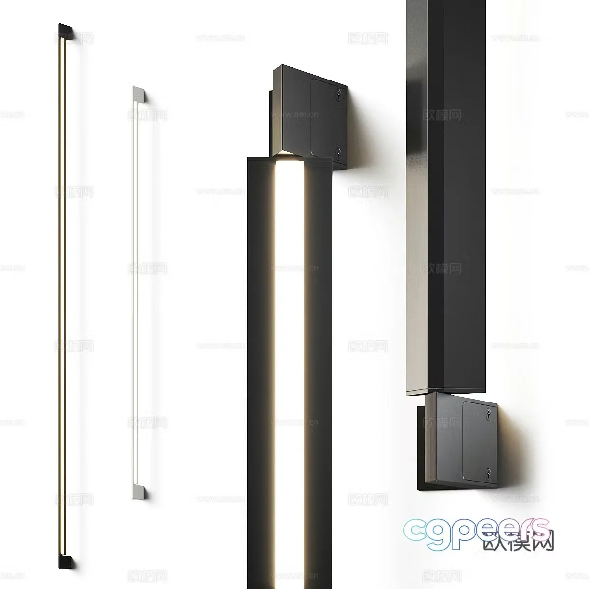 Modern light luxury minimalist long strip wall light 3D model