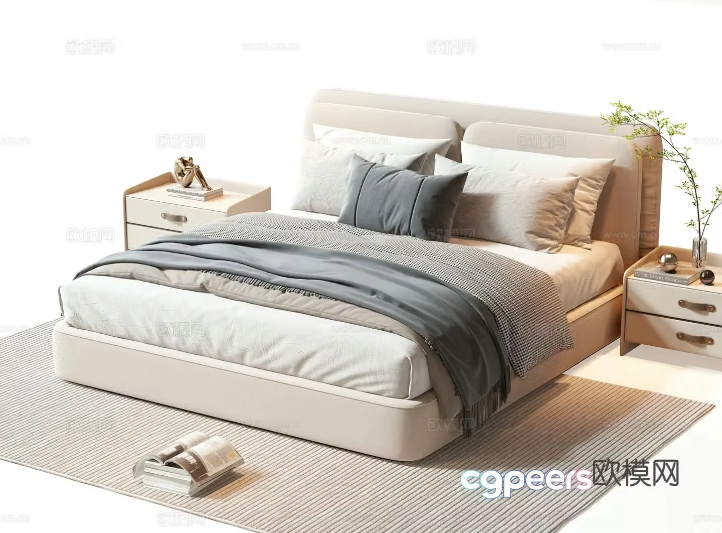 Minotti modern double bed 3d model