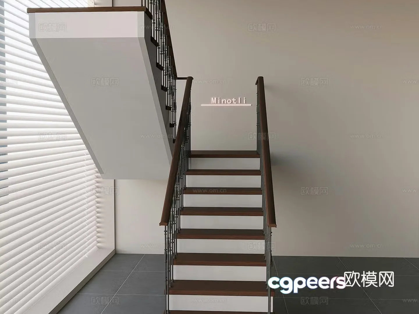 Stairs Glass Railing Stairs 3D Model