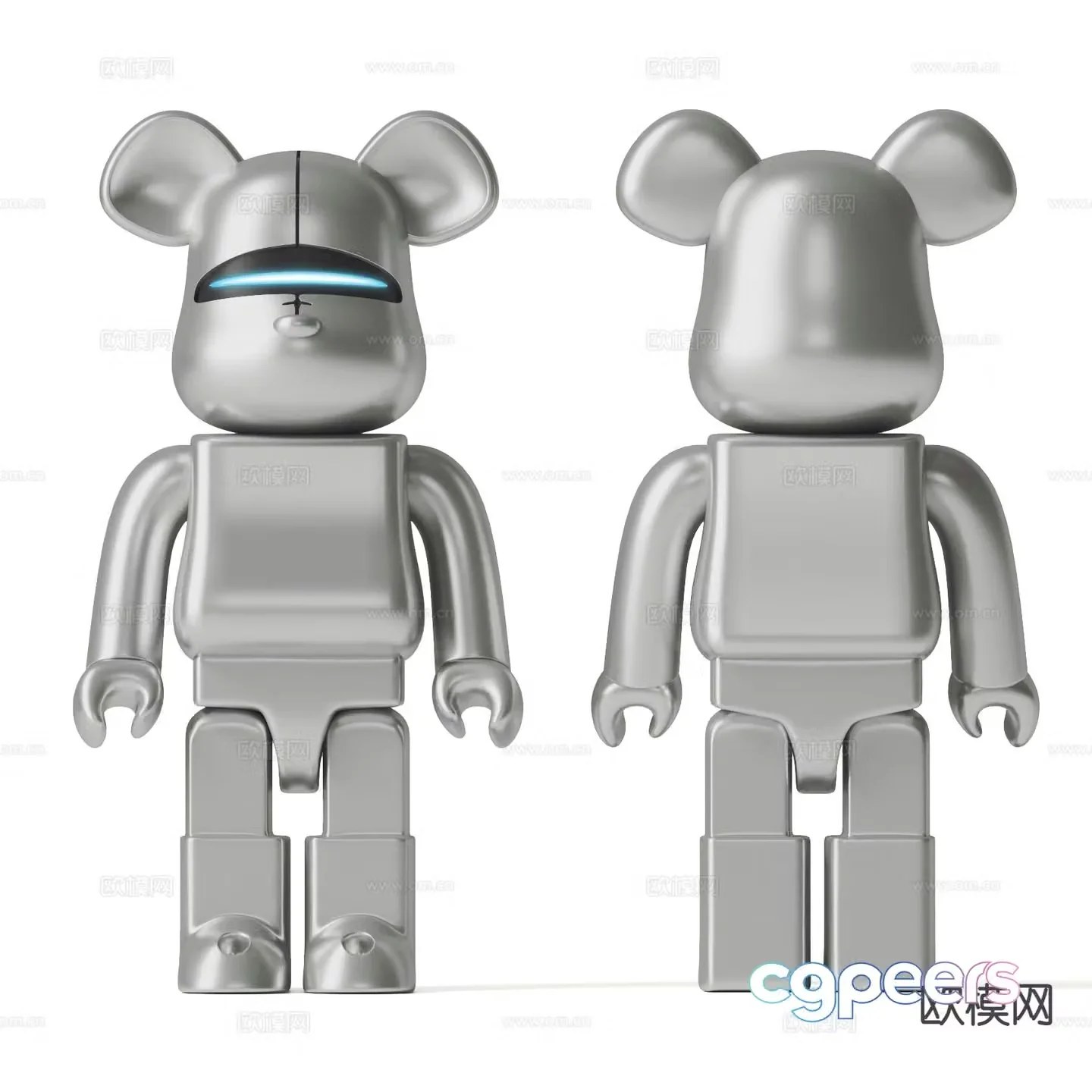 Modern violent bear trendy ornament 3D model