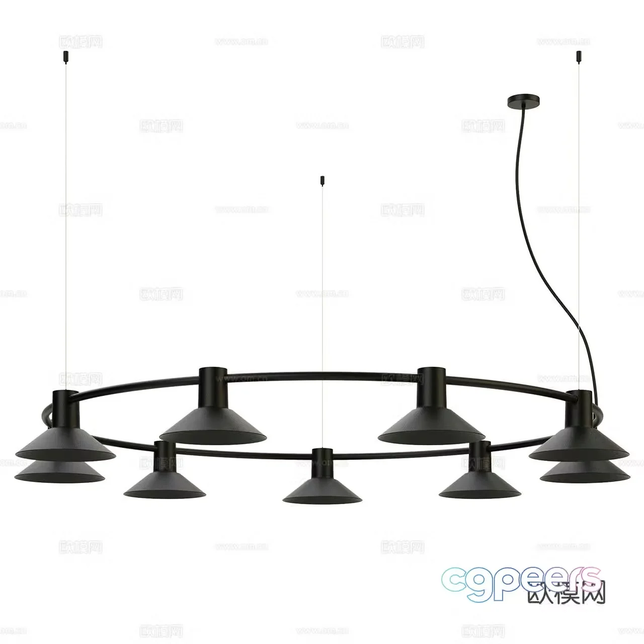 Zero modern chandelier minimalist chandelier ring chandelier metal chandelier decorative chandelier 3d model