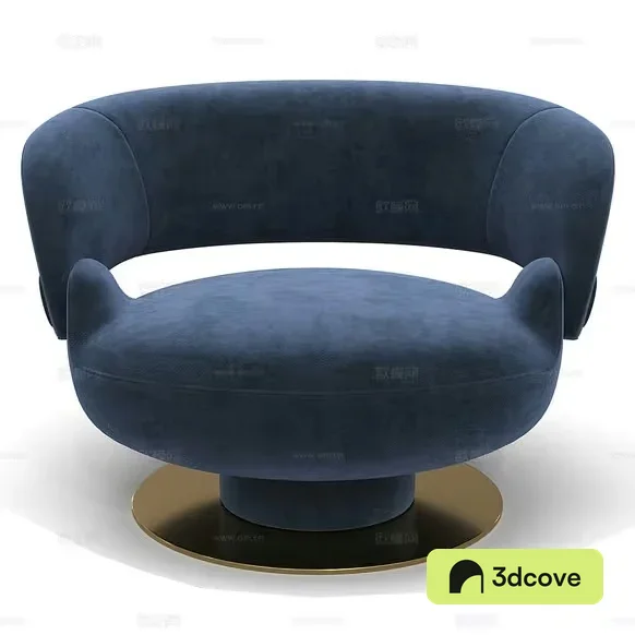 A Blue Chair With A Gold Base