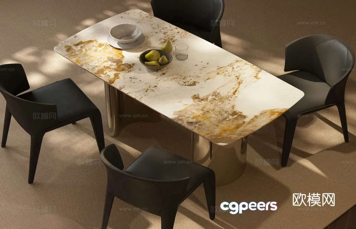 Modern Italian dining table and chair combination Italian luxury dining table and chair combination Italian dining table and chair combination Current 3D model
