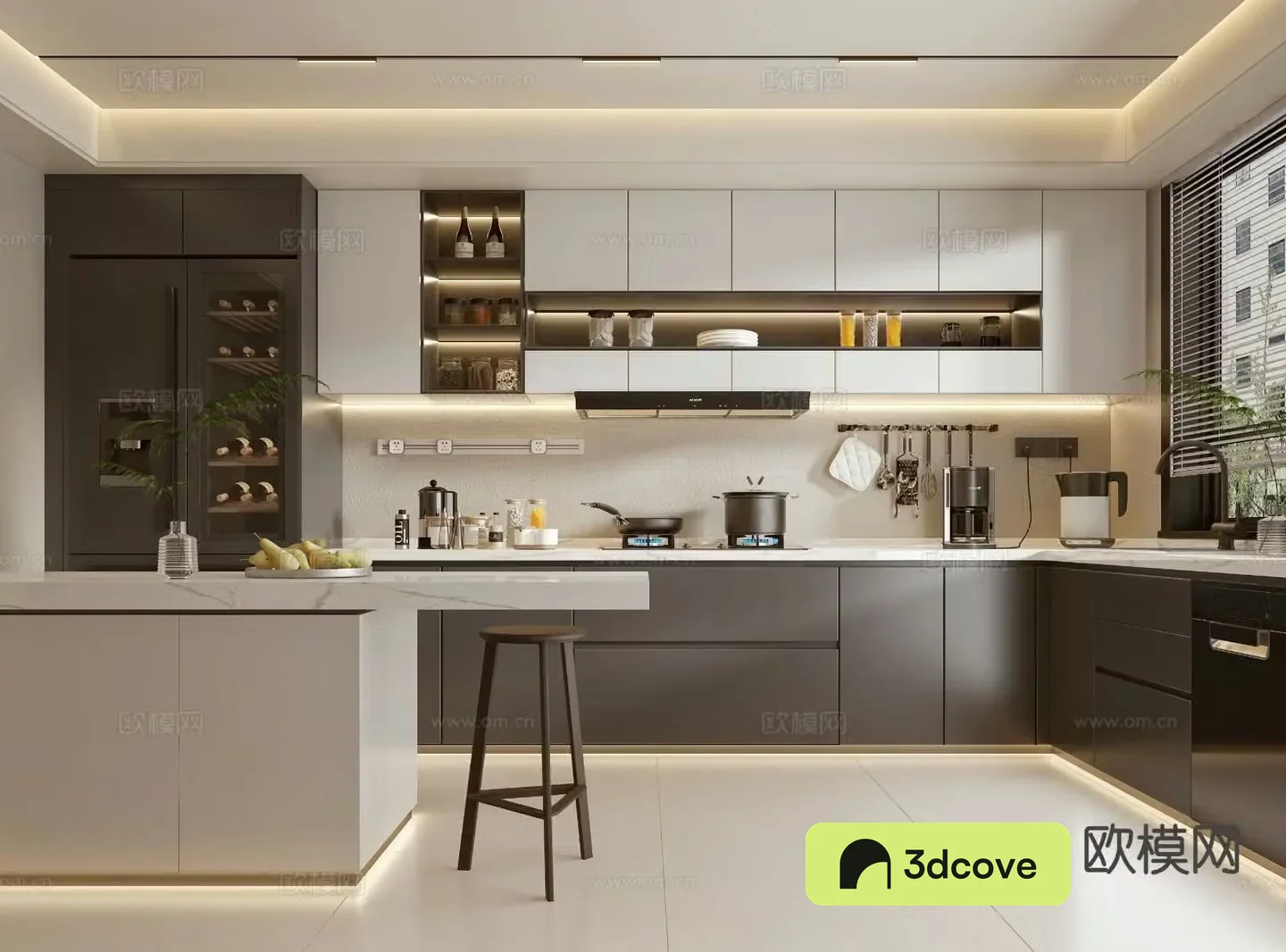 Semi open kitchen island kitchen