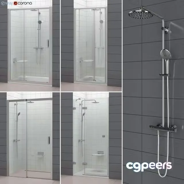 3ds Max Free – Set of shower doors RAVAK set 52