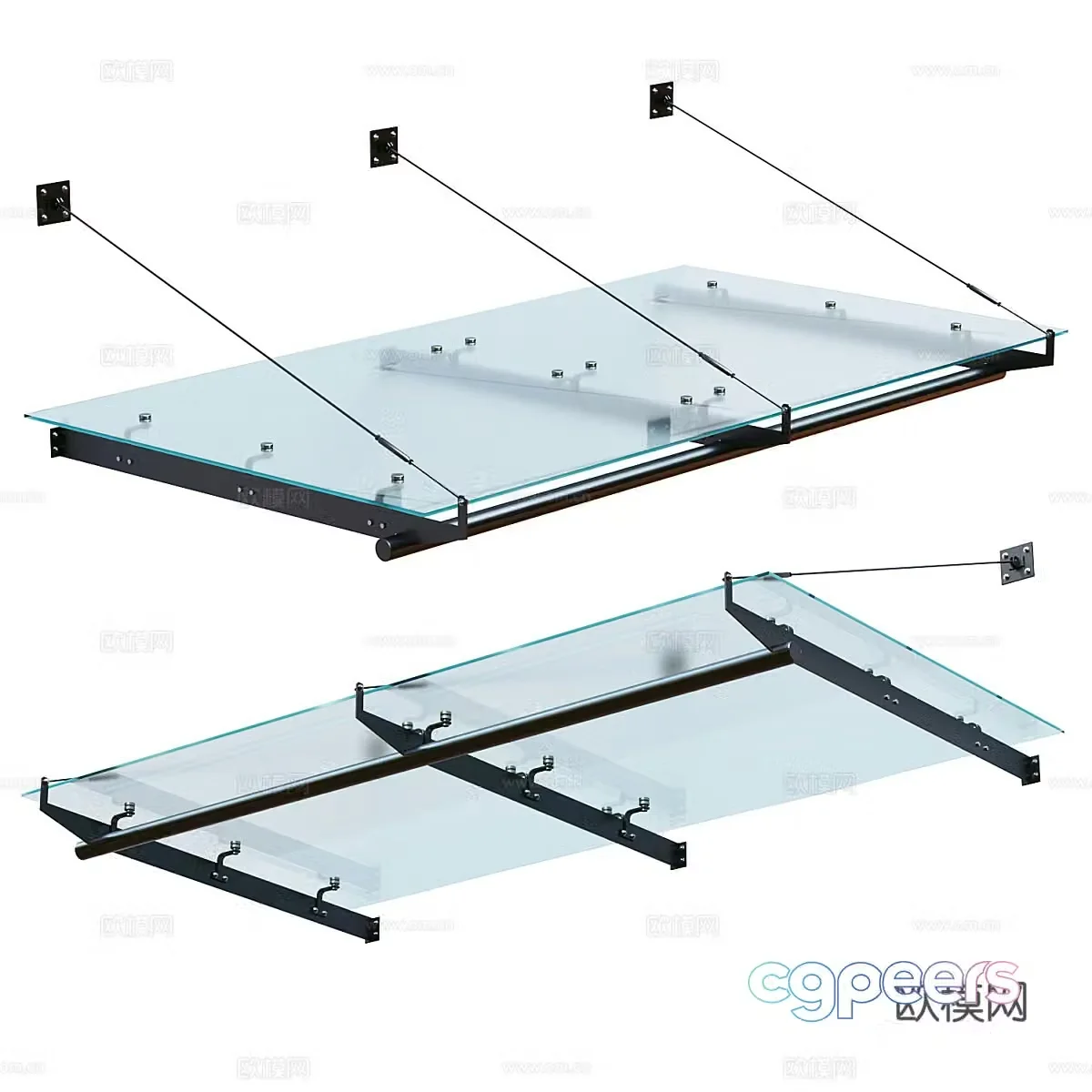 Canopy Glass Awning 3D Model