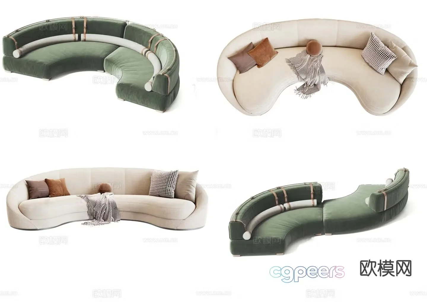 Curved sofa semicircular sofa special-shaped sofa 3D model