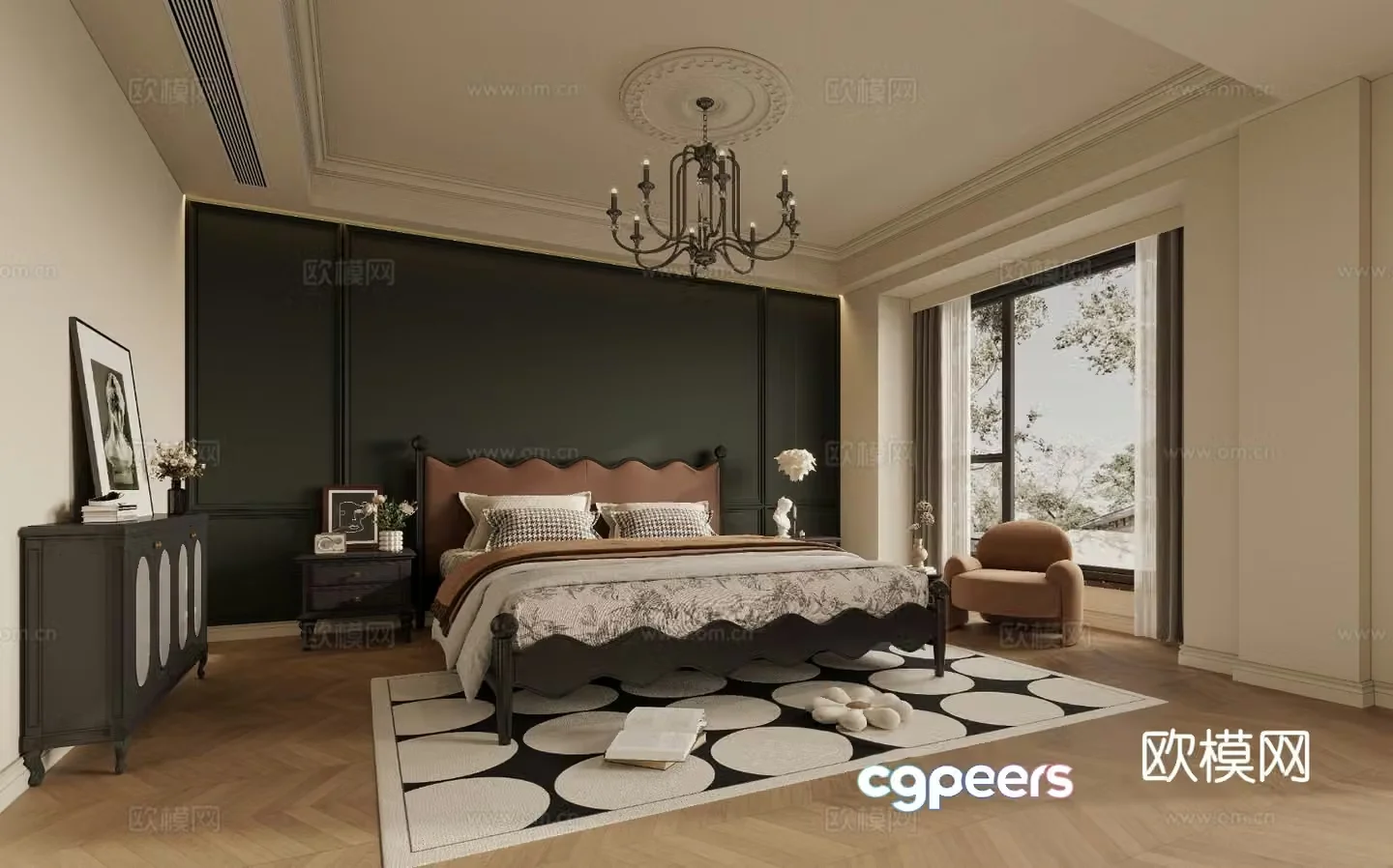 French retro bedroom master bedroom 3d model