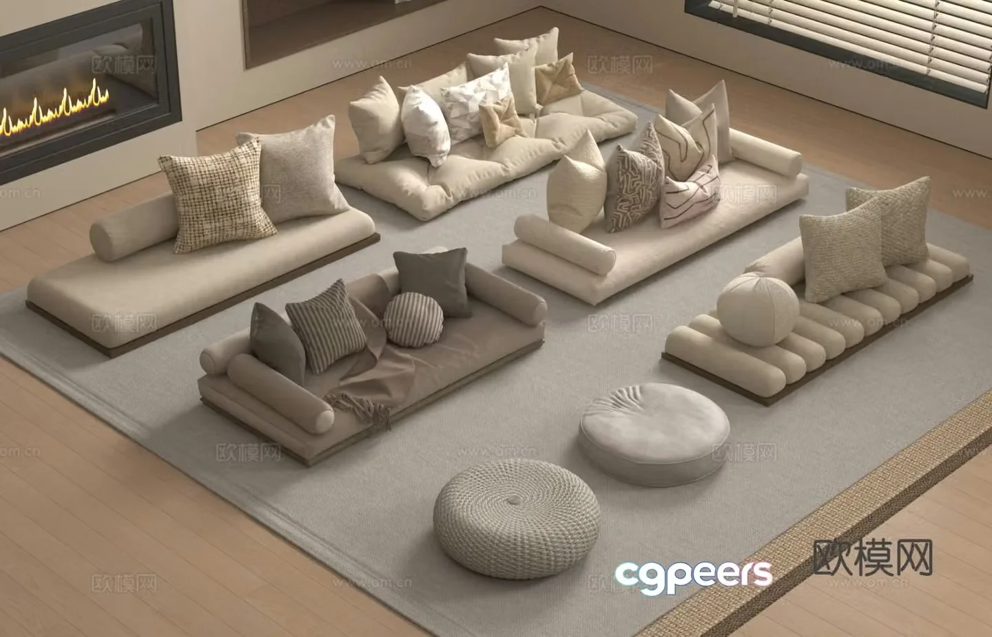 Cushion cushion sofa cushion futon bay window cushion 3d model