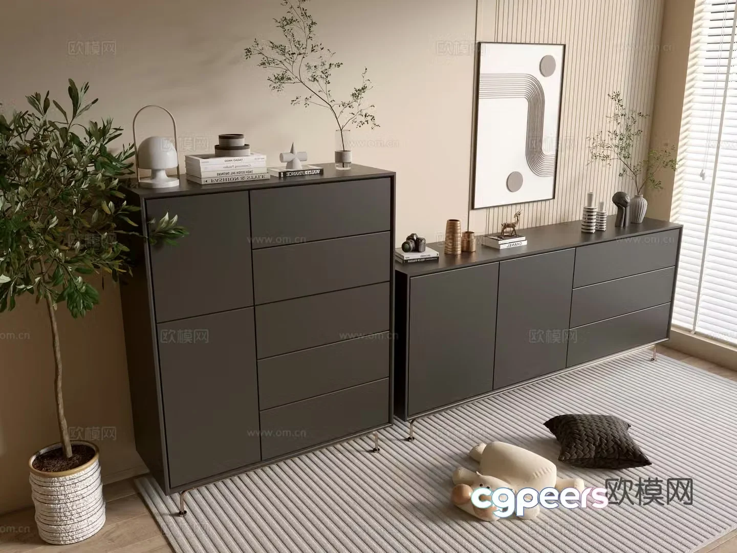 Modern black porch cabinet sideboard cabinet balcony cabinet storage cabinet entrance porch cabinet 3D model