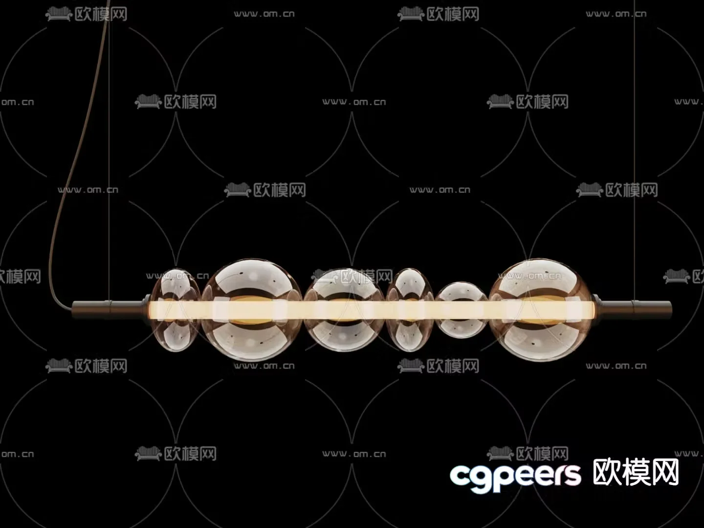 Long chandelier Restaurant chandelier 3d model