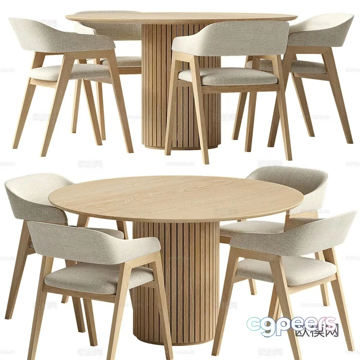 New Chinese dining table and chair 3D model