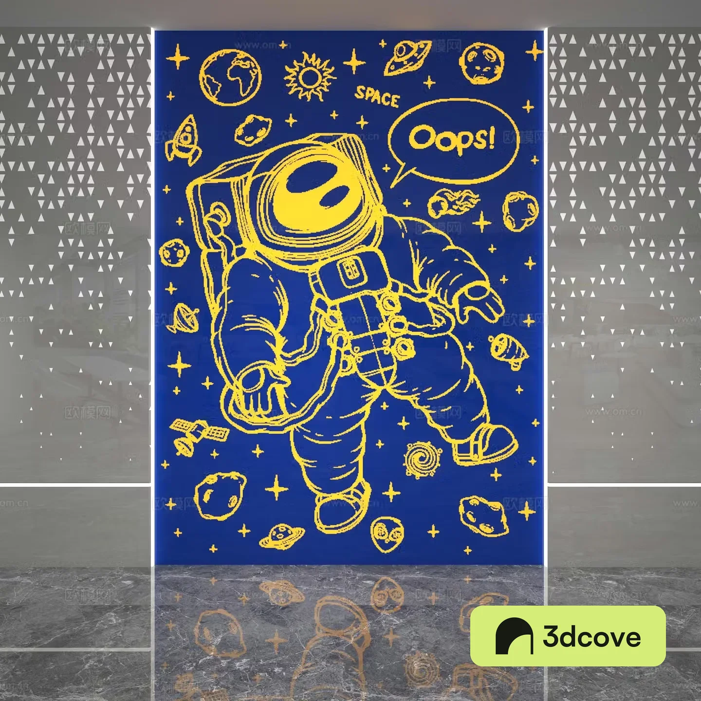 Modern cartoon background wall astronaut background wall