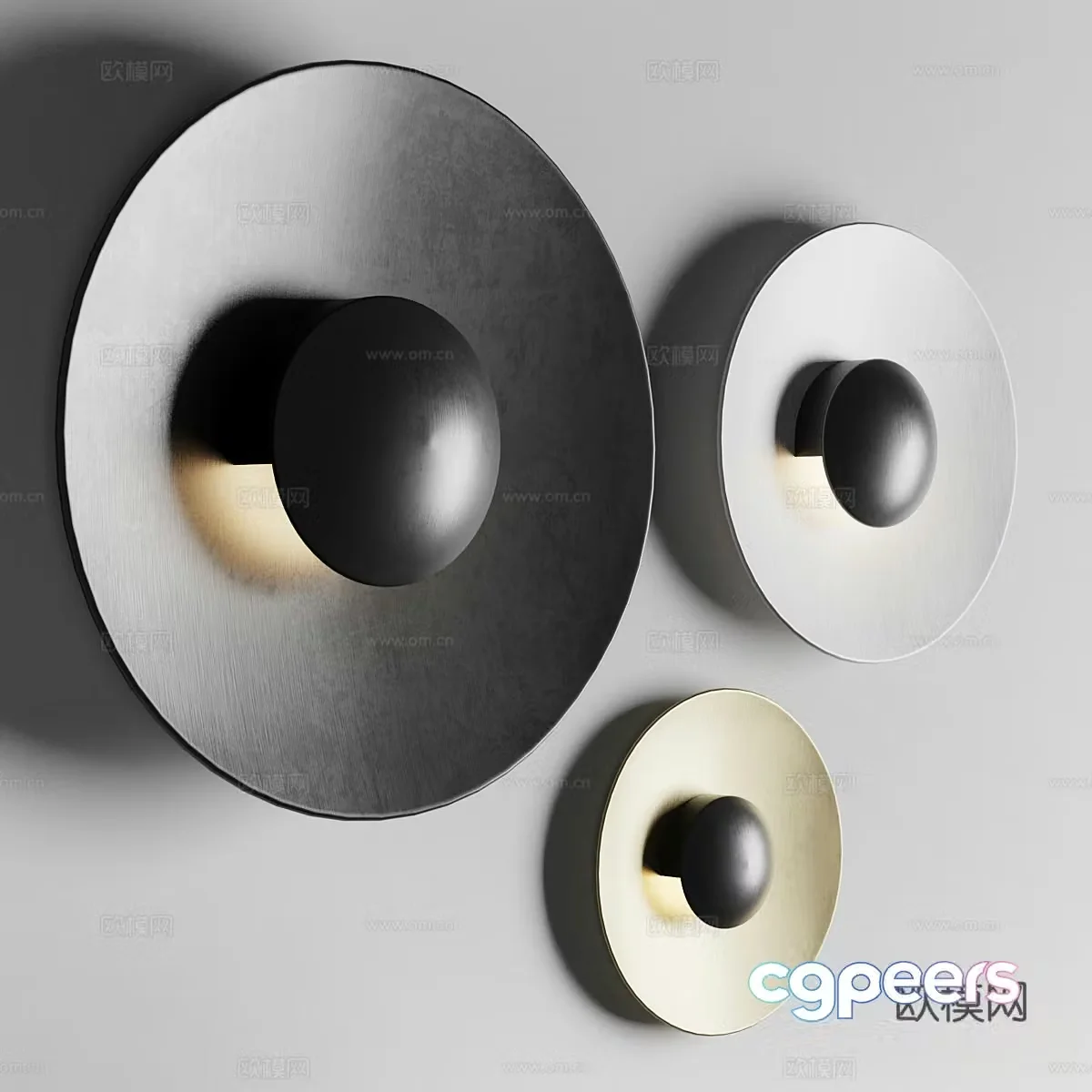 New Chinese round wall lamp disc wall lamp 3D model