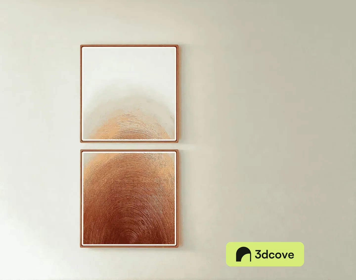 Two Square Paintings With A Brown Border