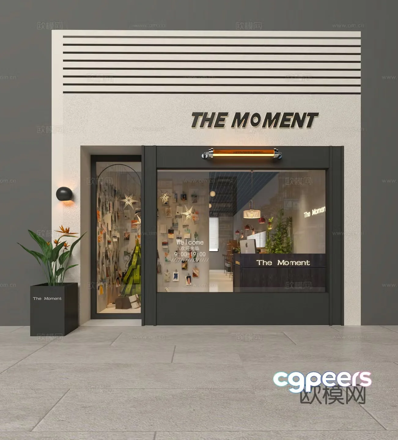 Modern Internet celebrity selfie studio door head 3D model