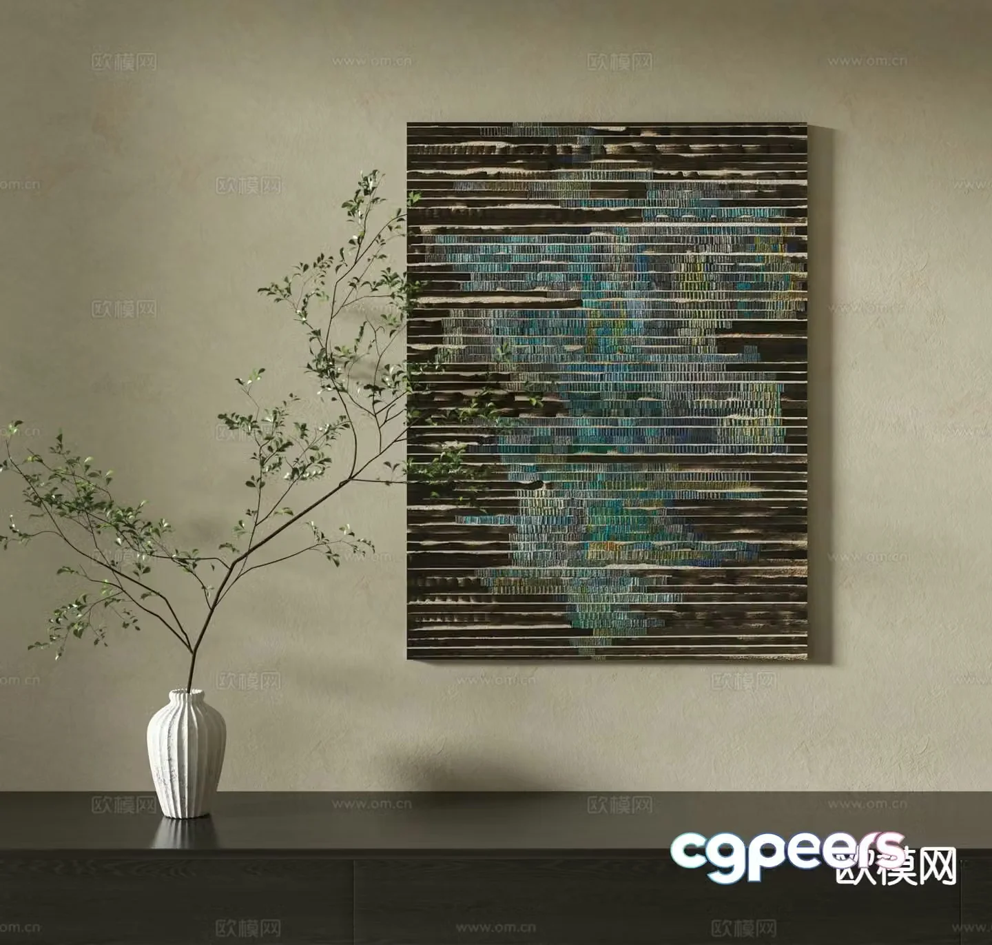 Wabi-sabi painting texture painting decorative painting hanging painting 3D model