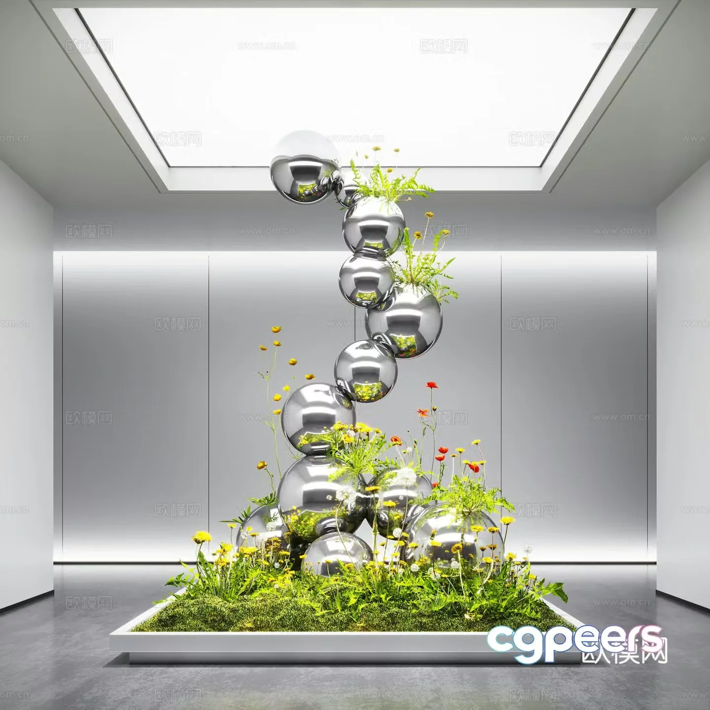 Modern interior landscape landscaping Moss landscape moss landscaping Metal installation sculpture 3D model