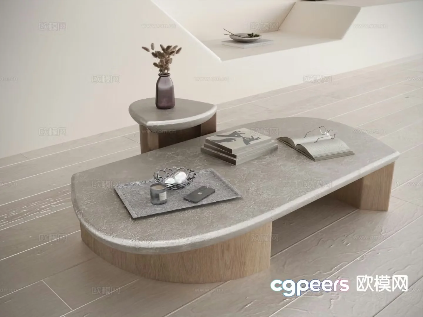Modern double coffee table 3d model