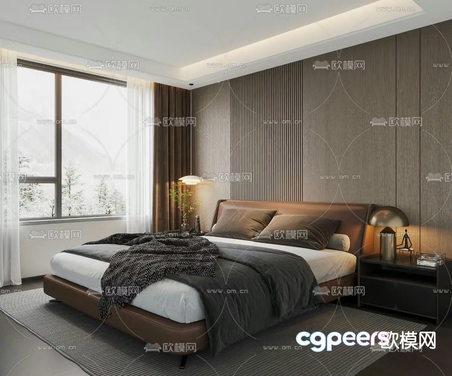 Modern double bed 3d model