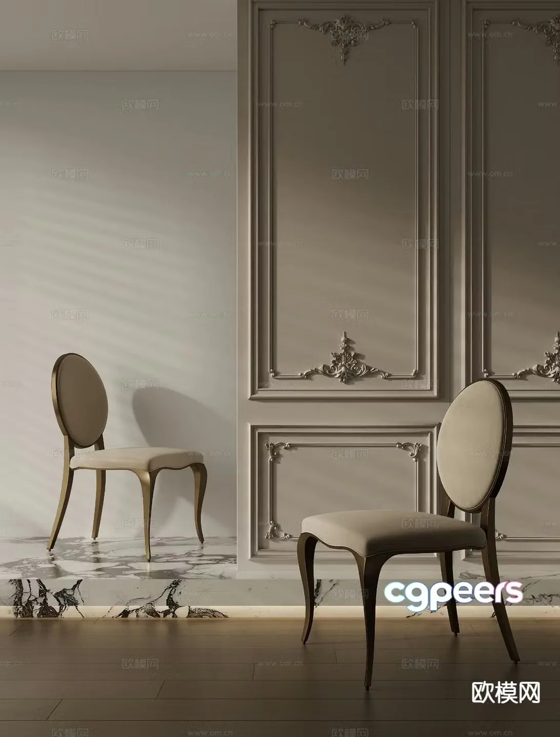 French chair dining chair single chair 3d model