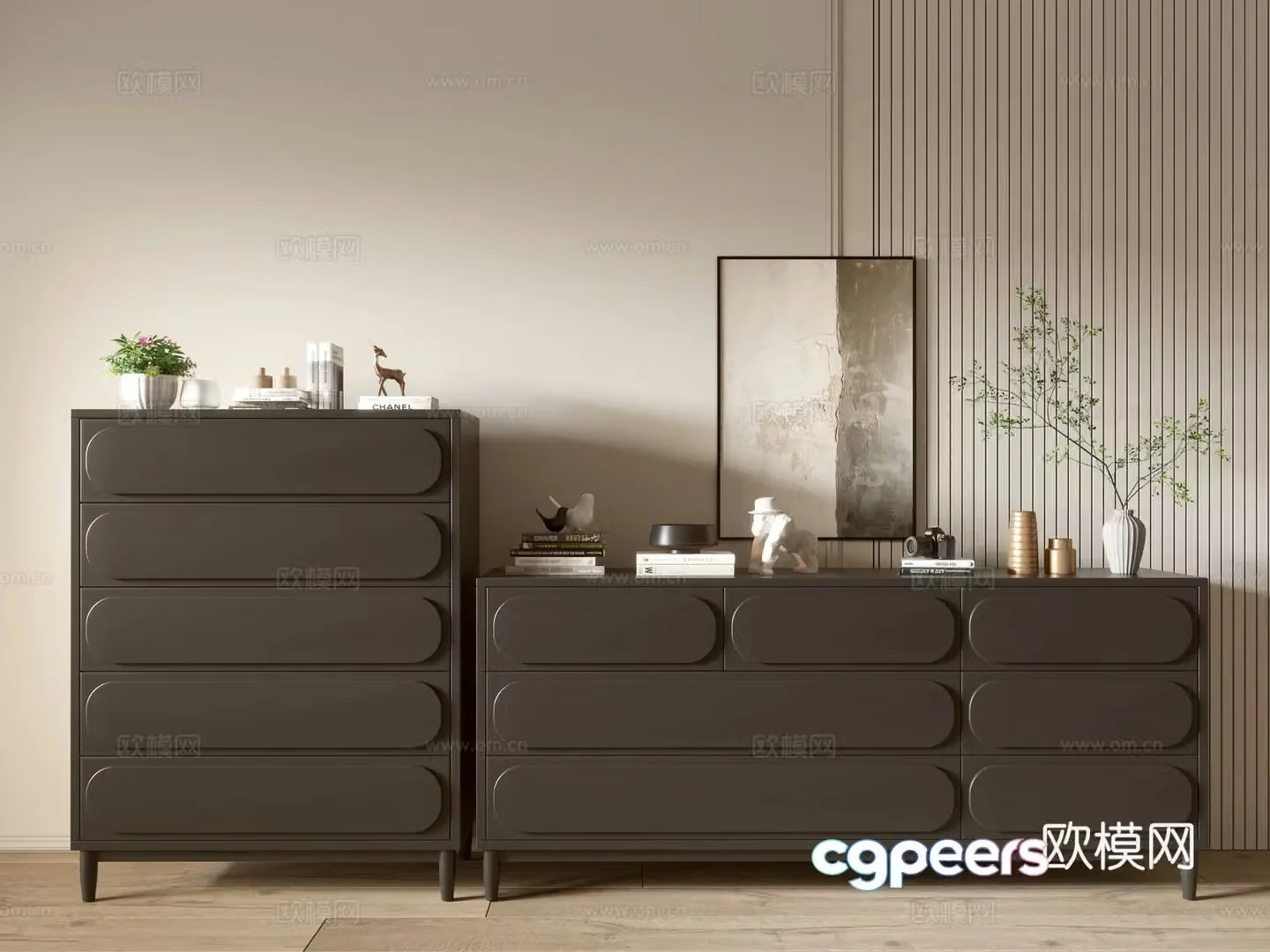 Modern black wood grain porch cabinet sideboard balcony cabinet storage cabinet entrance porch cabinet 3D model