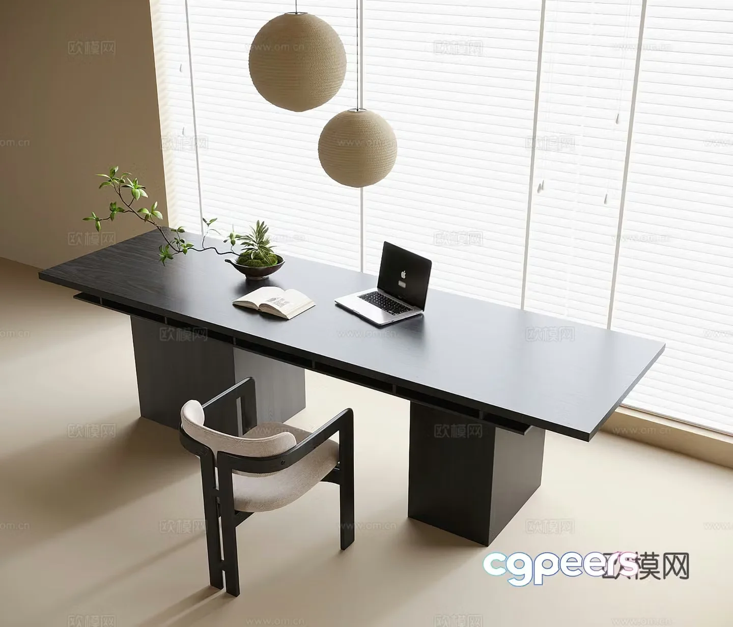 modern desk writing desk 3d model